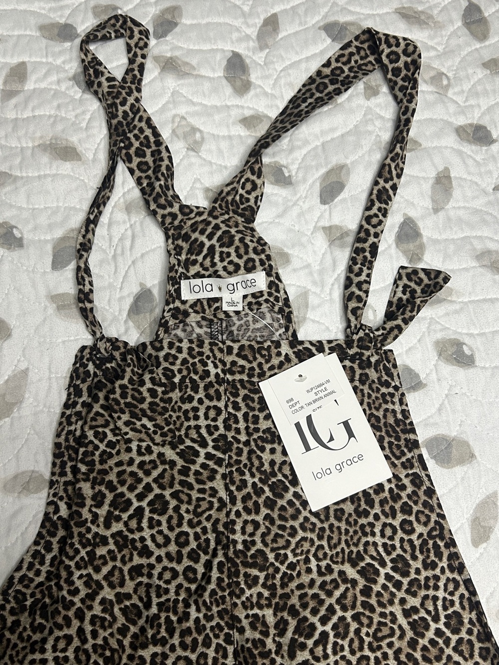 lola + grace Leopard Print Jumpsuit Romper in Brown